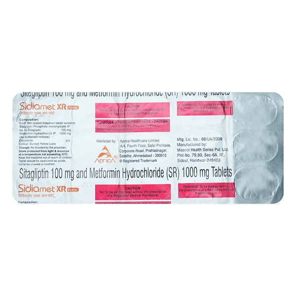 Sidiamet XR Forte 100/1000 Tablet 15's, Pack of 15 TabletS