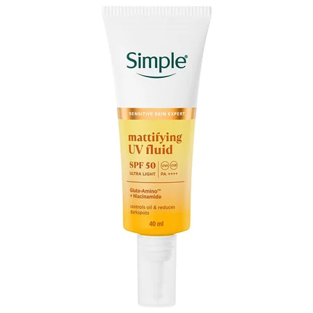 Simple Mattifying Uv Fluid SPF 50 PA++ Ultra Light Sunscreen, 40 ml