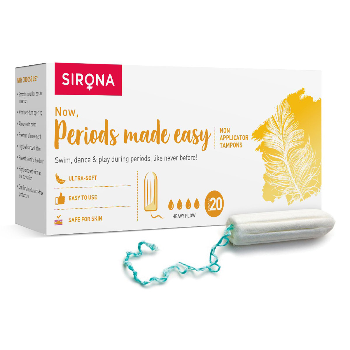 Sirona Now Periods Made Easy Heavy Flow Tampons, 20 Count, Pack of 1 Sirona Now Periods Made Easy Heavy Flow Tampons, 20 Count, Pack of 1