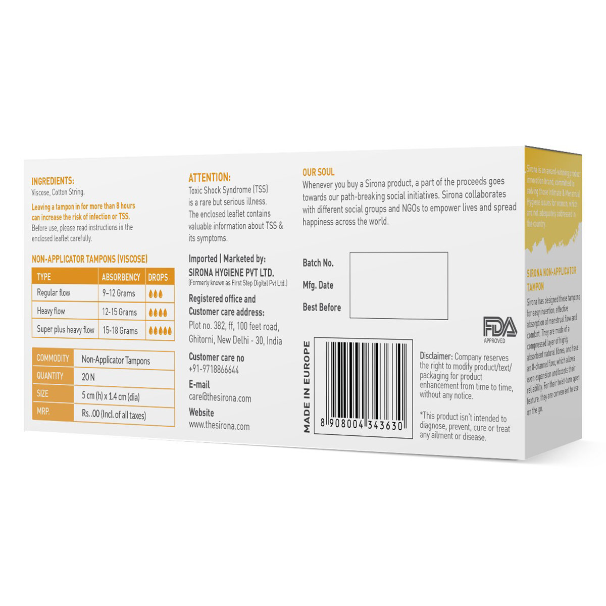 Sirona Now Periods Made Easy Heavy Flow Tampons, 20 Count, Pack of 1 Sirona Now Periods Made Easy Heavy Flow Tampons, 20 Count, Pack of 1