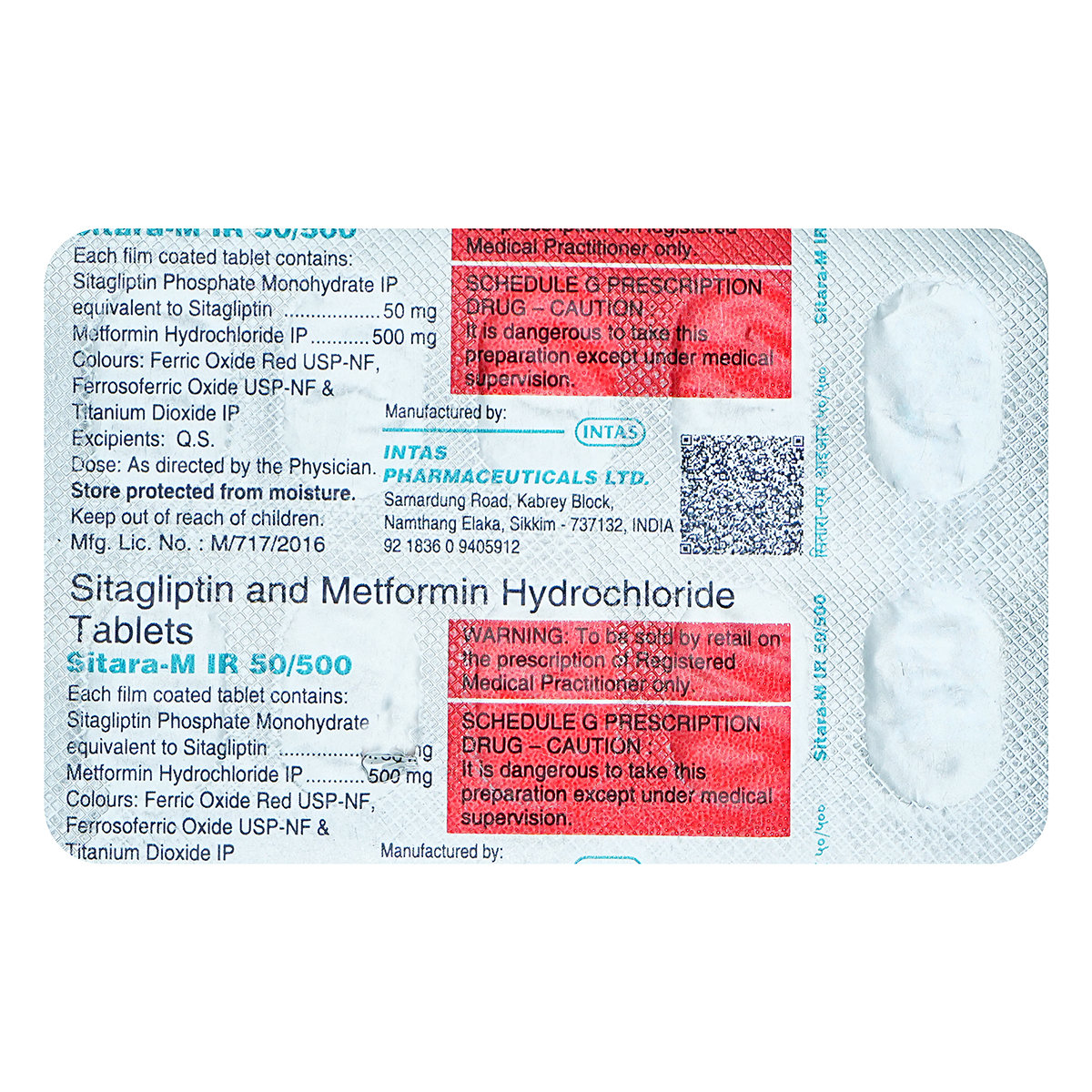 Sitara-M IR 50 mg/500 mg Tablet 10's, Pack of 10 TabletS Sitara-M IR 50 mg/500 mg Tablet 10's, Pack of 10 TabletS