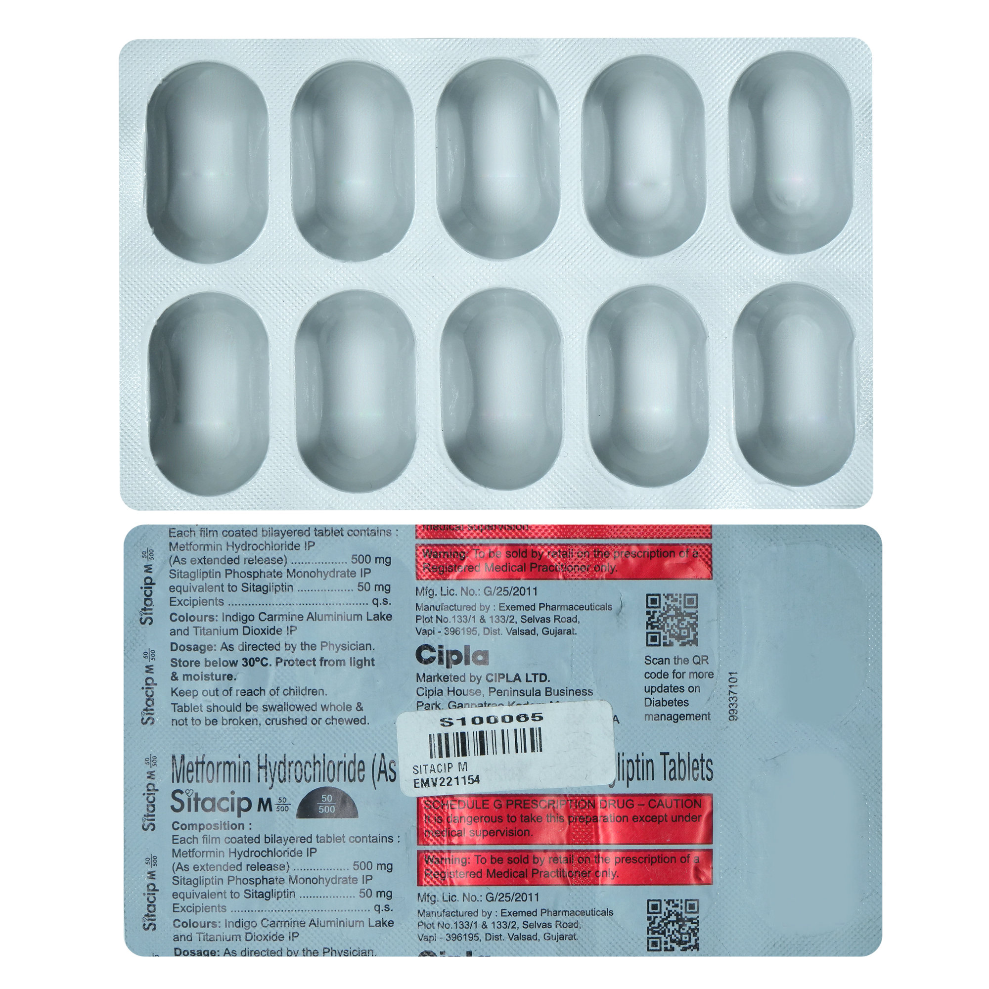 Sitacip M 50/500 Tablet 10's, Pack of 10 TabletS Sitacip M 50/500 Tablet 10's, Pack of 10 TabletS