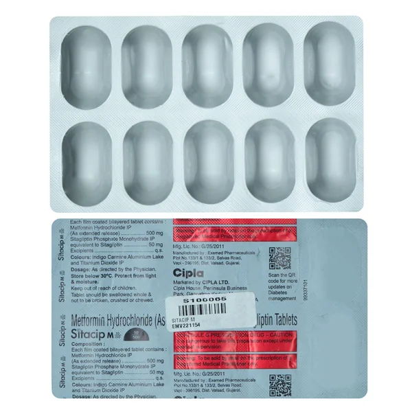 Sitacip M 50/500 Tablet 10's, Pack of 10 TabletS