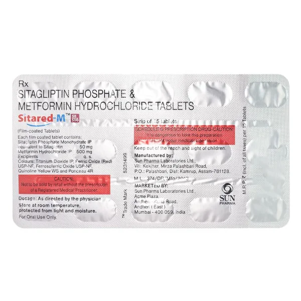 Sitared-M 50 mg/500 mg Tablet 15's, Pack of 15 TabletS