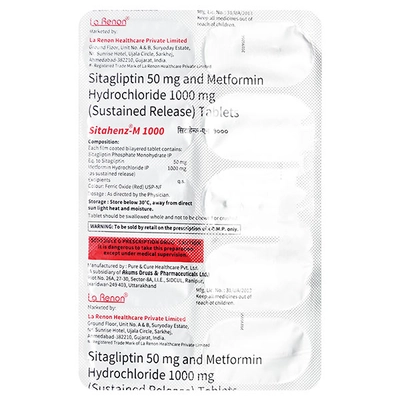 Sitahenz-M 1000 Tablet 10's, Pack of 10 TabletS