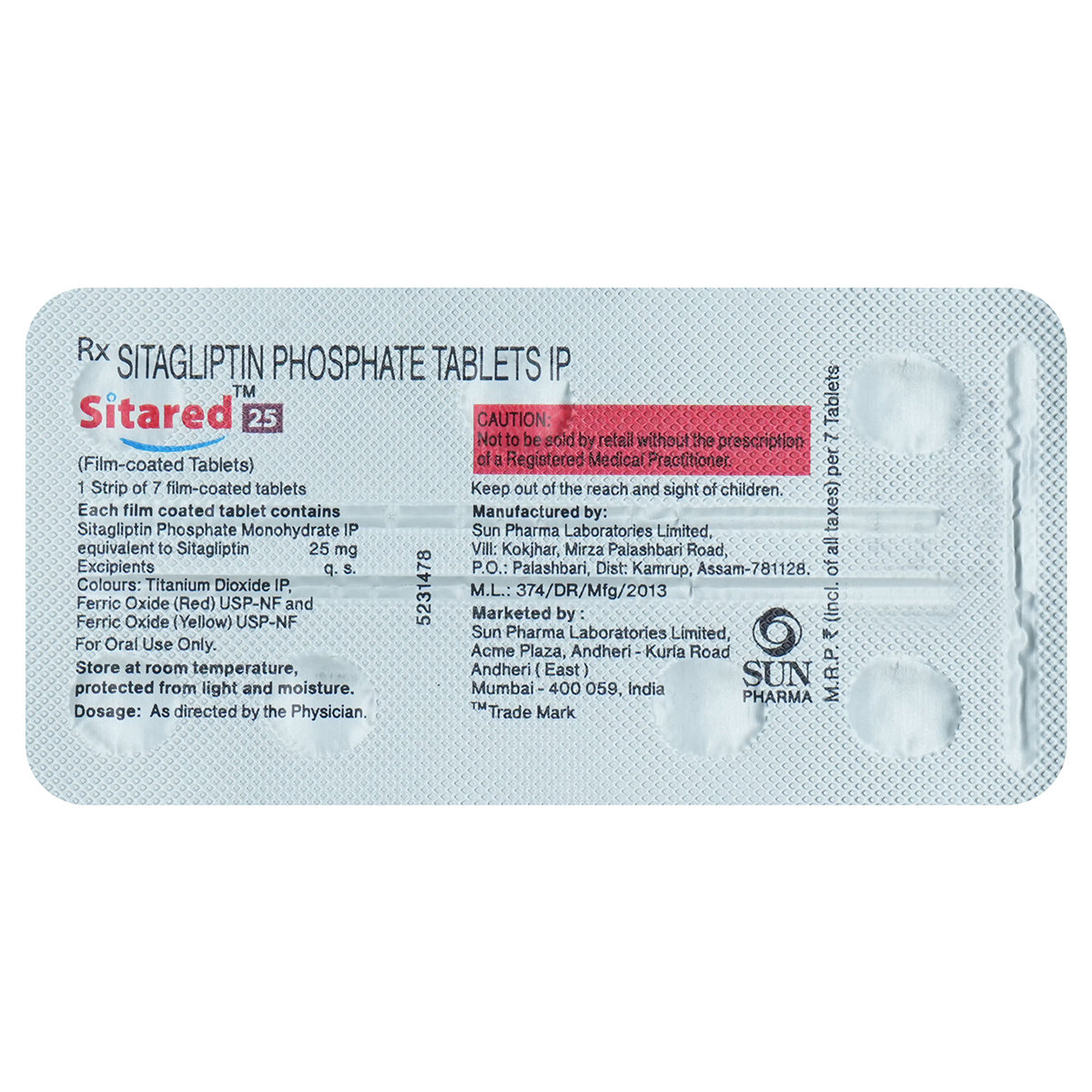 Sitared 25 mg Tablet 7's, Pack of 7 TabletS Sitared 25 mg Tablet 7's, Pack of 7 TabletS