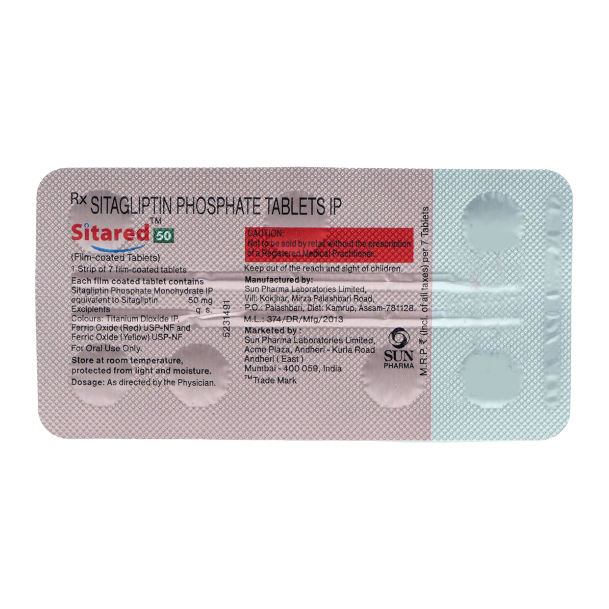 Sitared 50 Tablet 7's, Pack of 7 TabletS Sitared 50 Tablet 7's, Pack of 7 TabletS