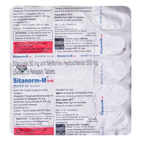 Sitanorm-M 50/500 Tablet 15's