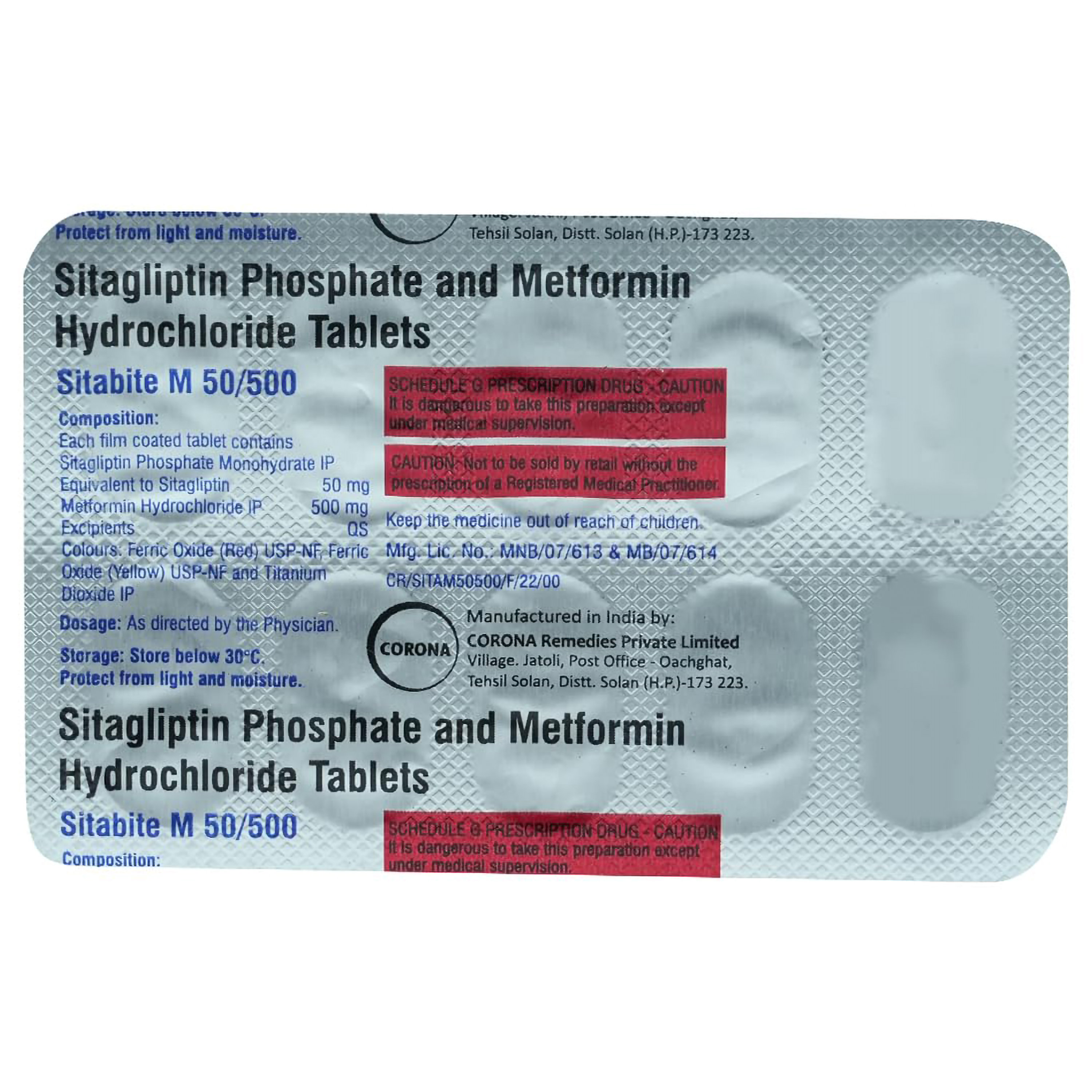 Sitabite M 50 mg/500 mg Tablet 10's, Pack of 10 TabletS Sitabite M 50 mg/500 mg Tablet 10's, Pack of 10 TabletS