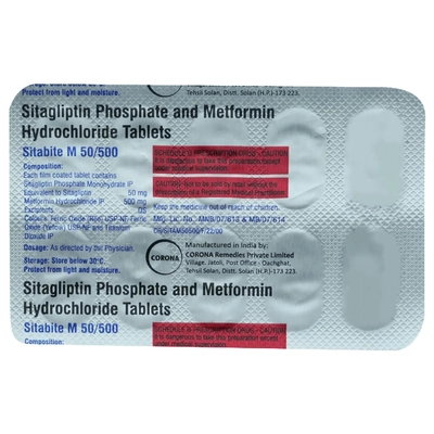 Sitabite M 50 mg/500 mg Tablet 10's, Pack of 10 TabletS