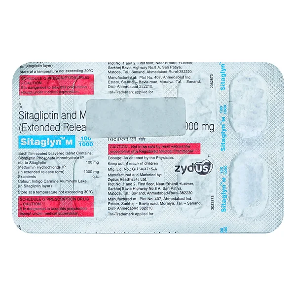 Sitaglyn M 100 mg/1000 mg Tablet 10's, Pack of 10 TabletS