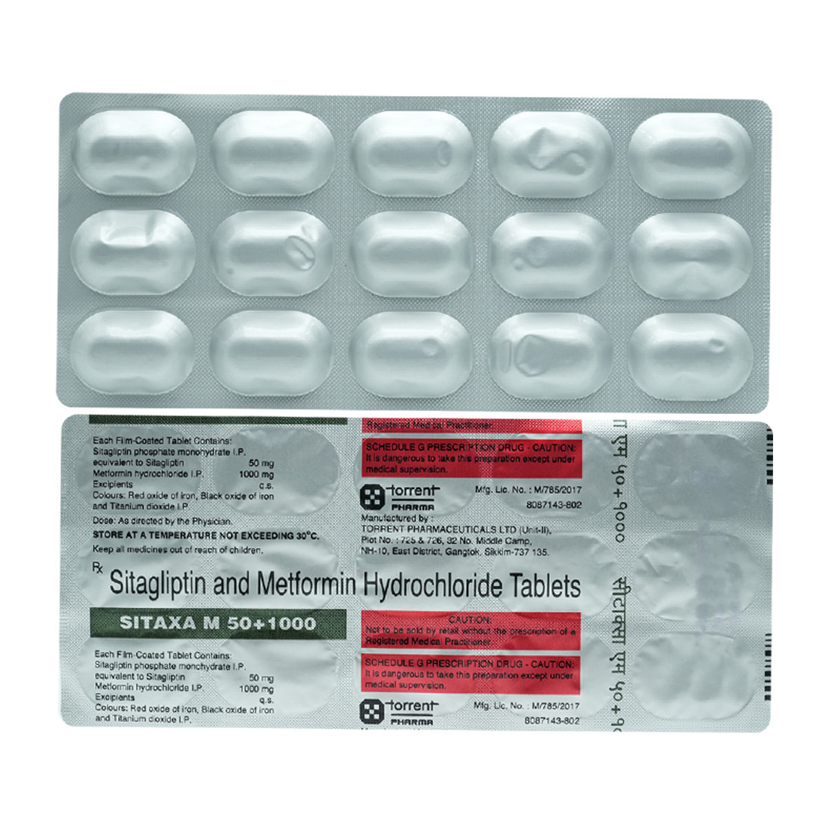 Sitaxa M 50 mg/1000 mg Tablet 15's, Pack of 15 TabletS Sitaxa M 50 mg/1000 mg Tablet 15's, Pack of 15 TabletS