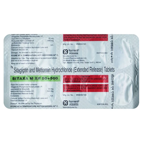 Sitaxa M XR 50 mg/500 mg Tablet 10's