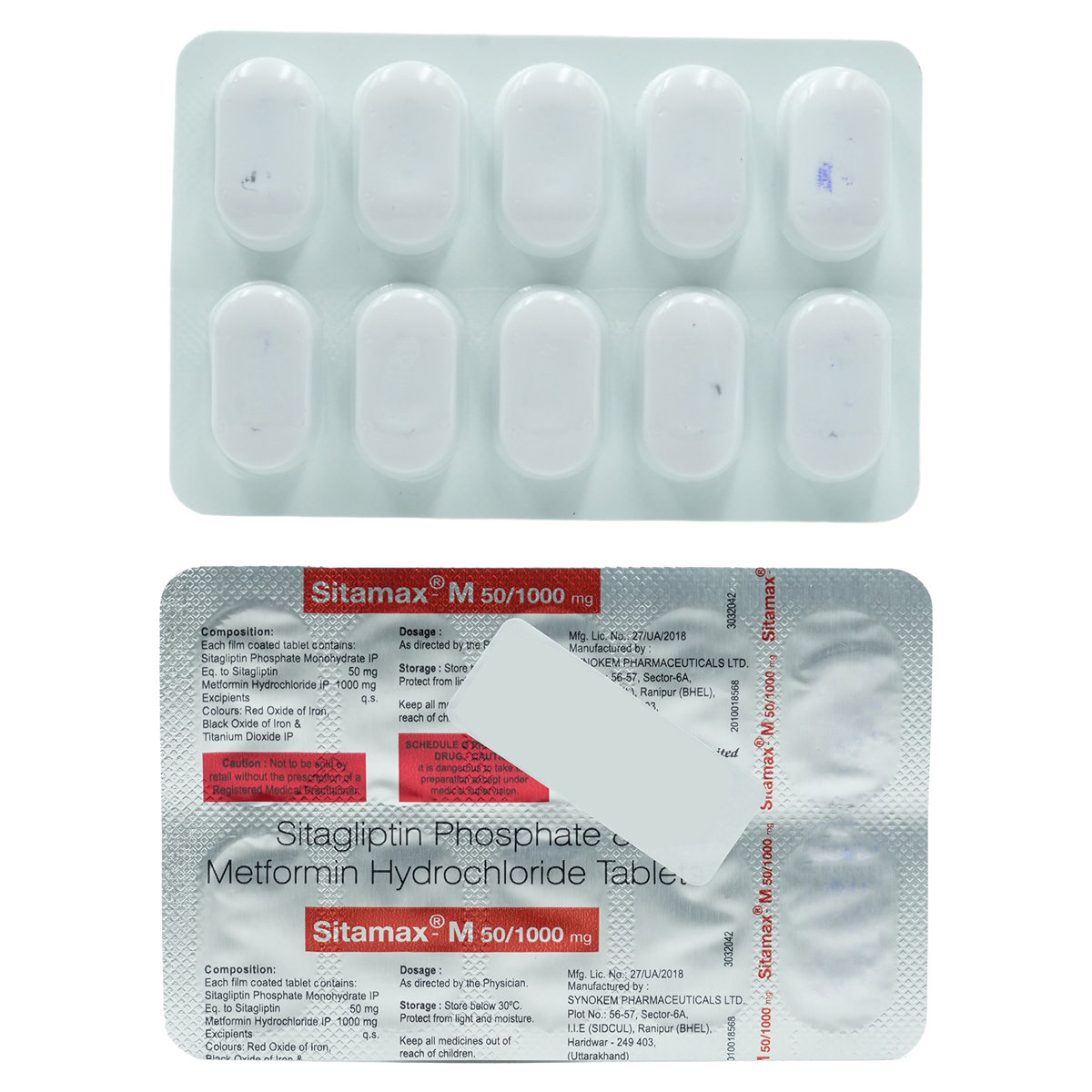 Sitamax M 50 mg/1000 mg Tablet 10's, Pack of 10 TabletS Sitamax M 50 mg/1000 mg Tablet 10's, Pack of 10 TabletS