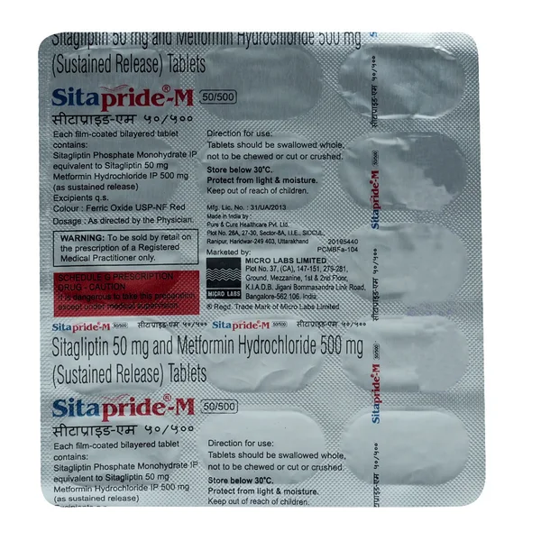 Sitapride M 50 mg/500 mg Tablet 15's, Pack of 15 TabletS