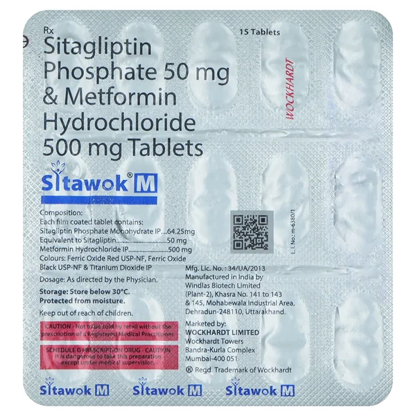Sitawok M 50 mg/1000 mg Tablet 15's