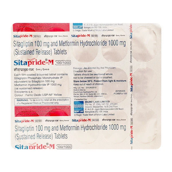 Sitapride-M 100 mg/1000 mg Tablet 15's