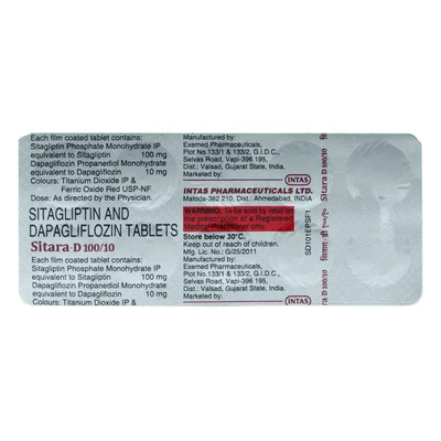 Sitara-D 100 mg/10 mg Tablet 10's, Pack of 10 TabletS