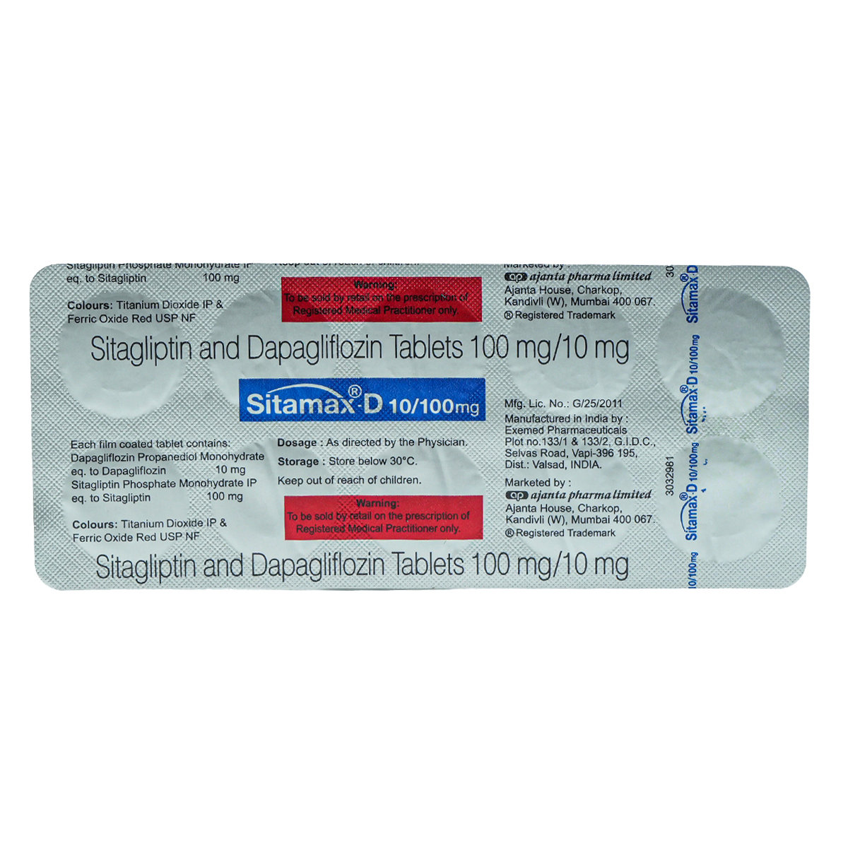 Sitamax-D 10 mg/100 mg Tablet 10's, Pack of 10 Sitamax-D 10 mg/100 mg Tablet 10's, Pack of 10