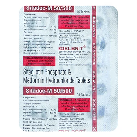 Sitadoc-M 50 mg/500 mg Tablet 15's