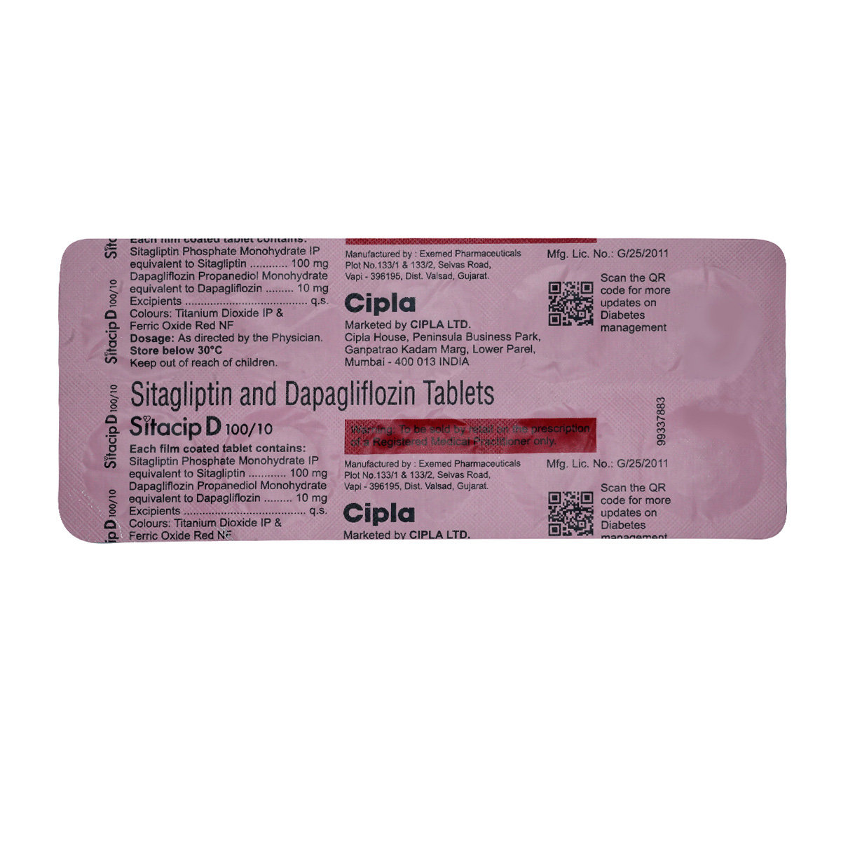 Sitacip D 100/10 Tablet 10's, Pack of 10 Sitacip D 100/10 Tablet 10's, Pack of 10