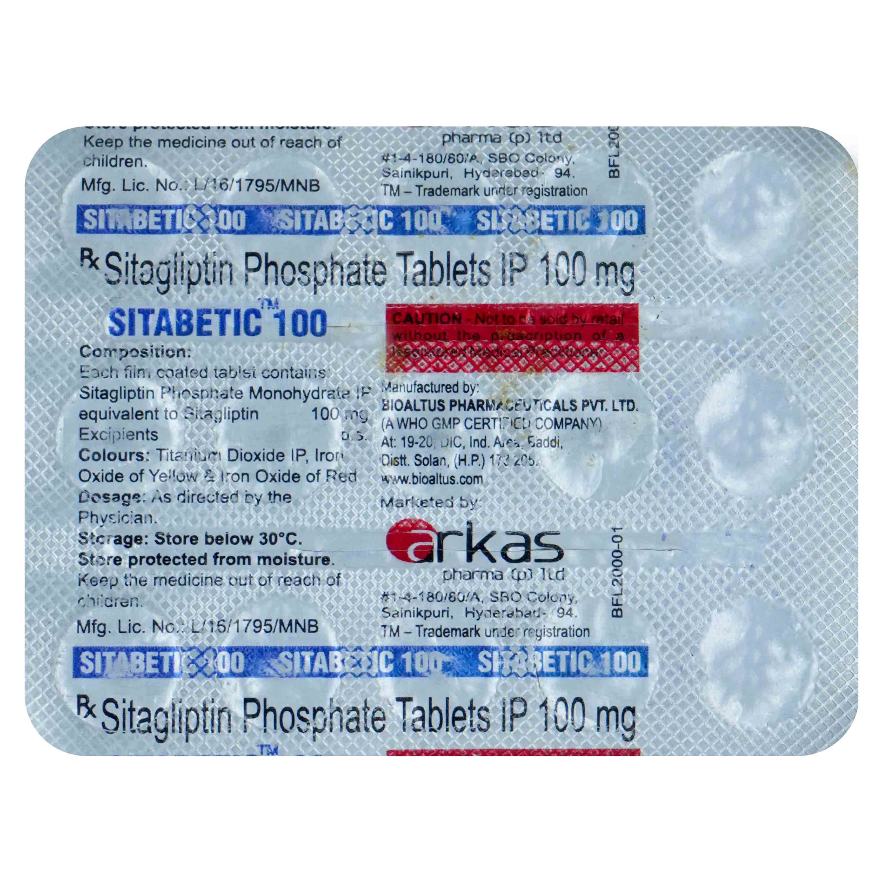 Sitabetic 100 Tablet 15's, Pack of 15 TABLETS Sitabetic 100 Tablet 15's, Pack of 15 TABLETS