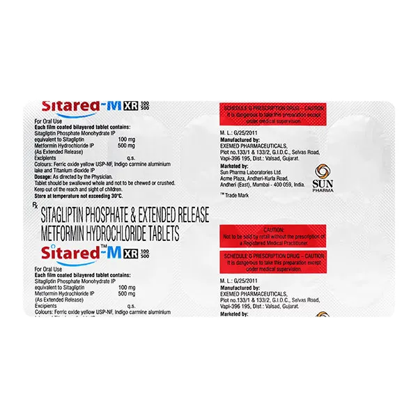 Sitered Buy Sitared-M XR 100/500 Tablet online | Uses, Side Effects, Price and ...
