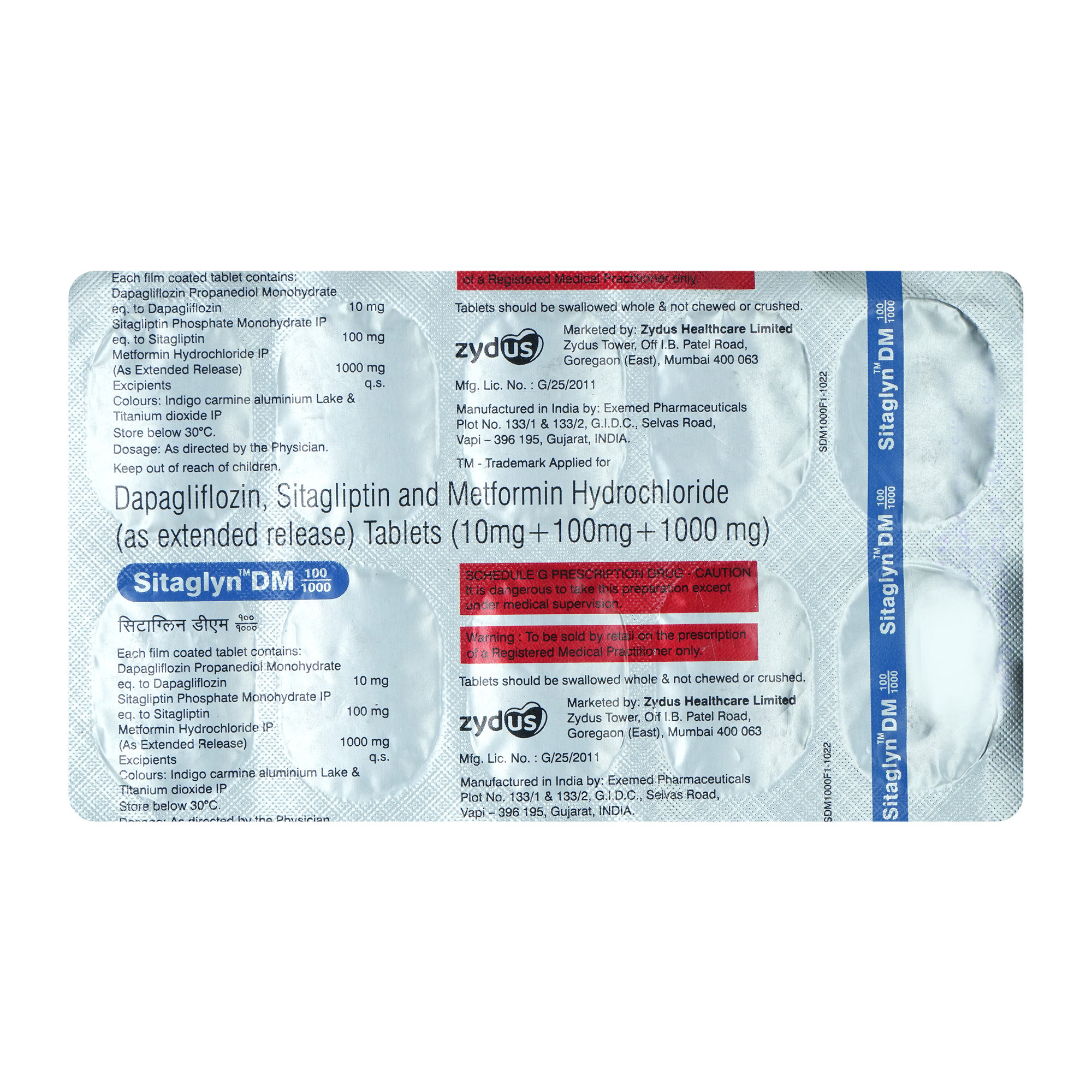 Sitaglyn DM 100/1000 Tablet 10's, Pack of 10 TABLETS Sitaglyn DM 100/1000 Tablet 10's, Pack of 10 TABLETS