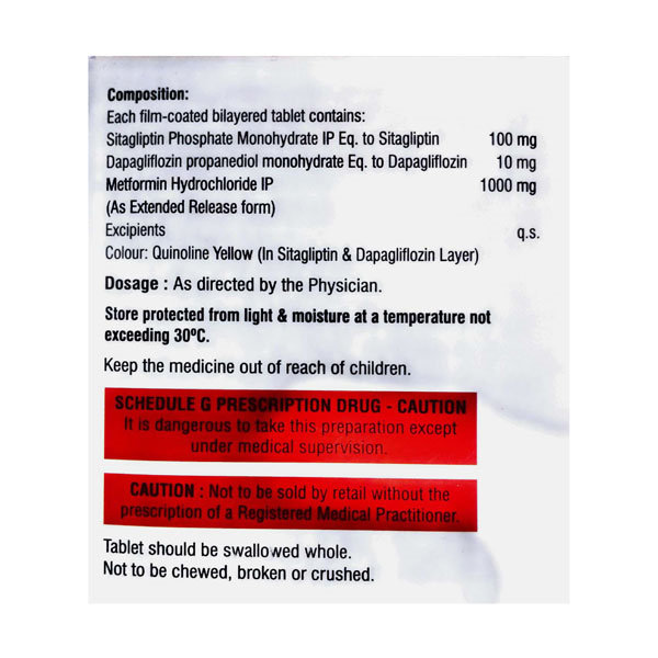 Sitadapa M 100/10/1000 Tablet 10's, Pack of 10 TABLETS Sitadapa M 100/10/1000 Tablet 10's, Pack of 10 TABLETS