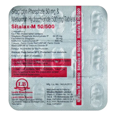 Sitalax-M 50 mg/500 mg Tablet 15's