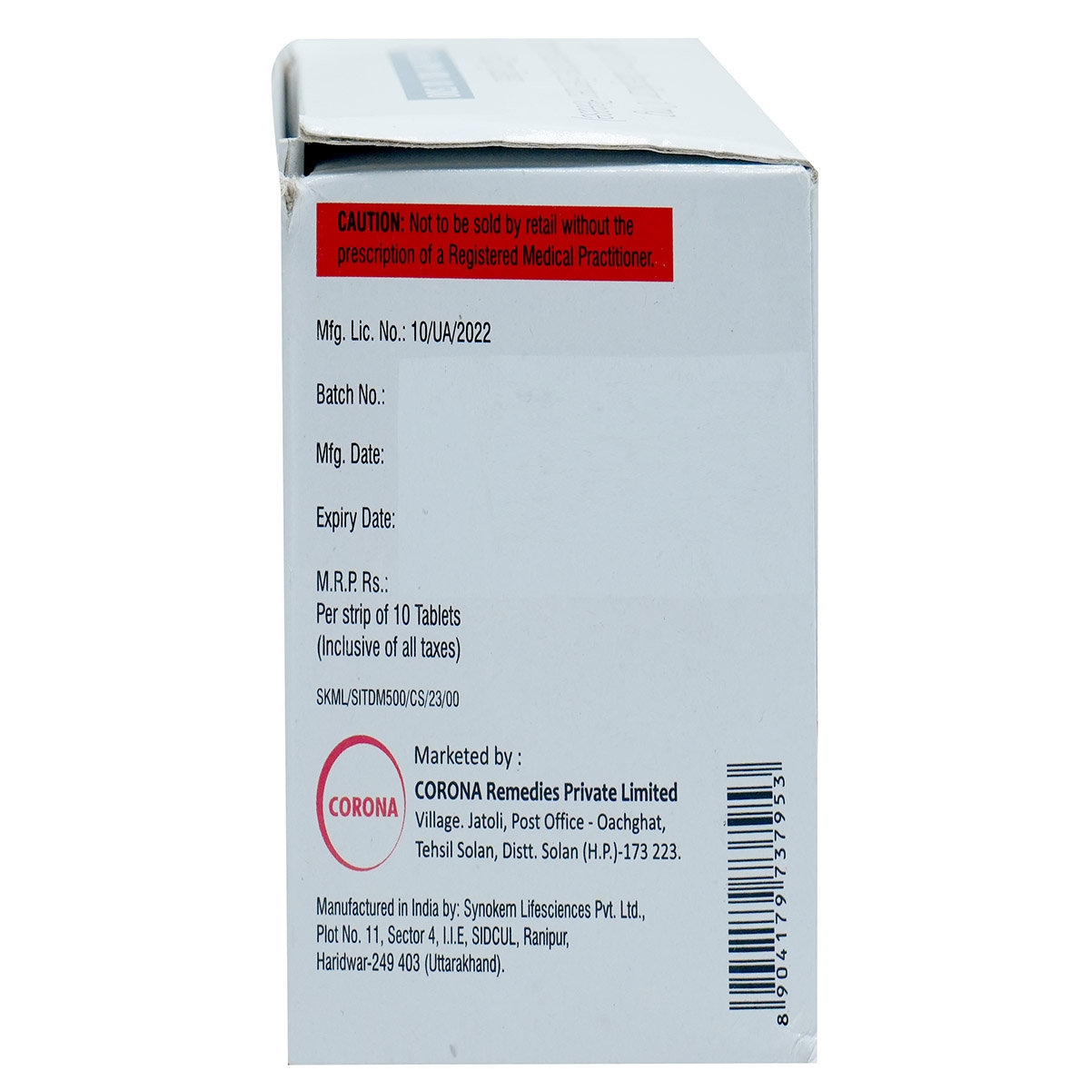 Sitashine 50 mg/1000 mg Tablet 10's, Pack of 10 TabletS Sitashine 50 mg/1000 mg Tablet 10's, Pack of 10 TabletS