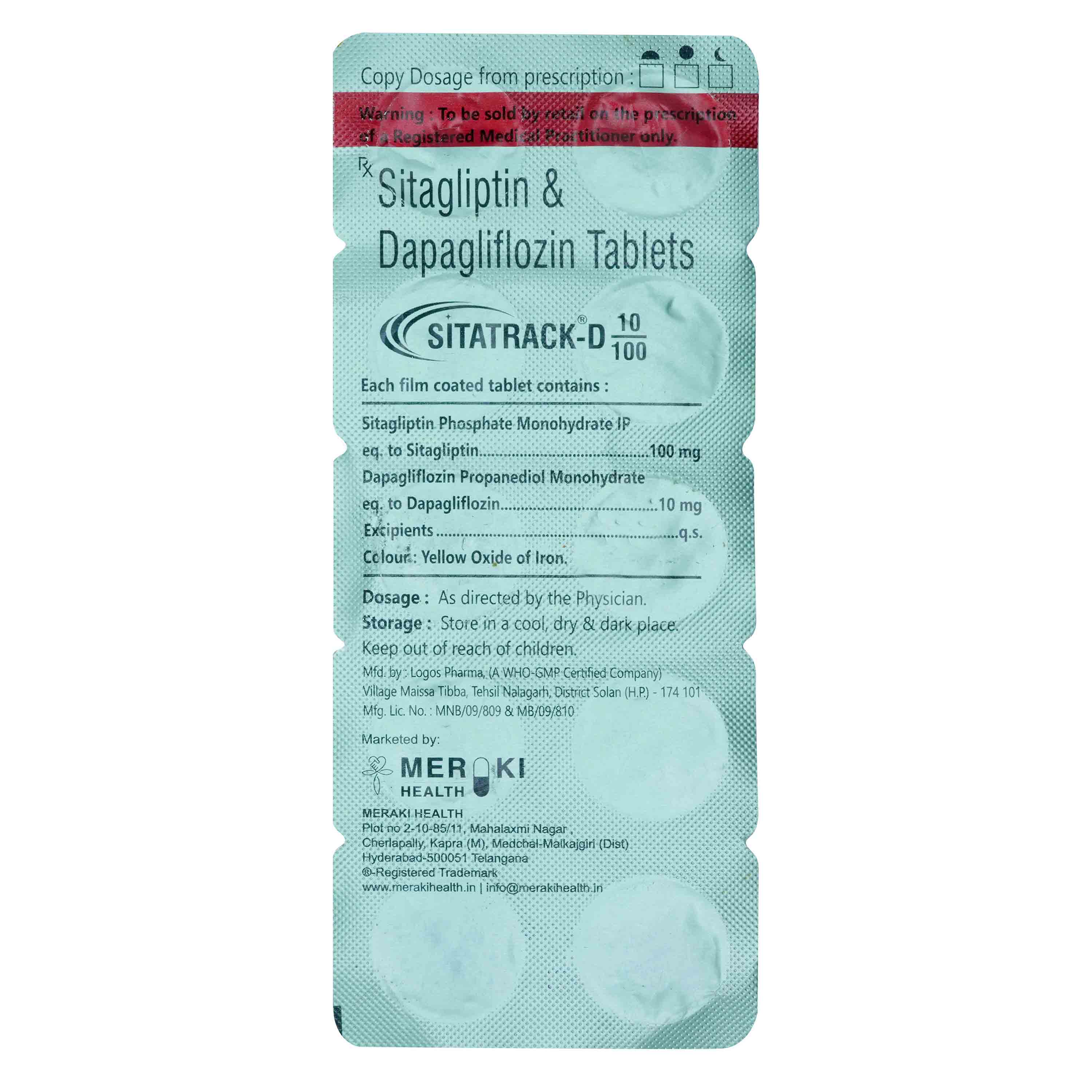 Sitatrack D 10 mg/100 mg Tablet 10's, Pack of 10 Sitatrack D 10 mg/100 mg Tablet 10's, Pack of 10