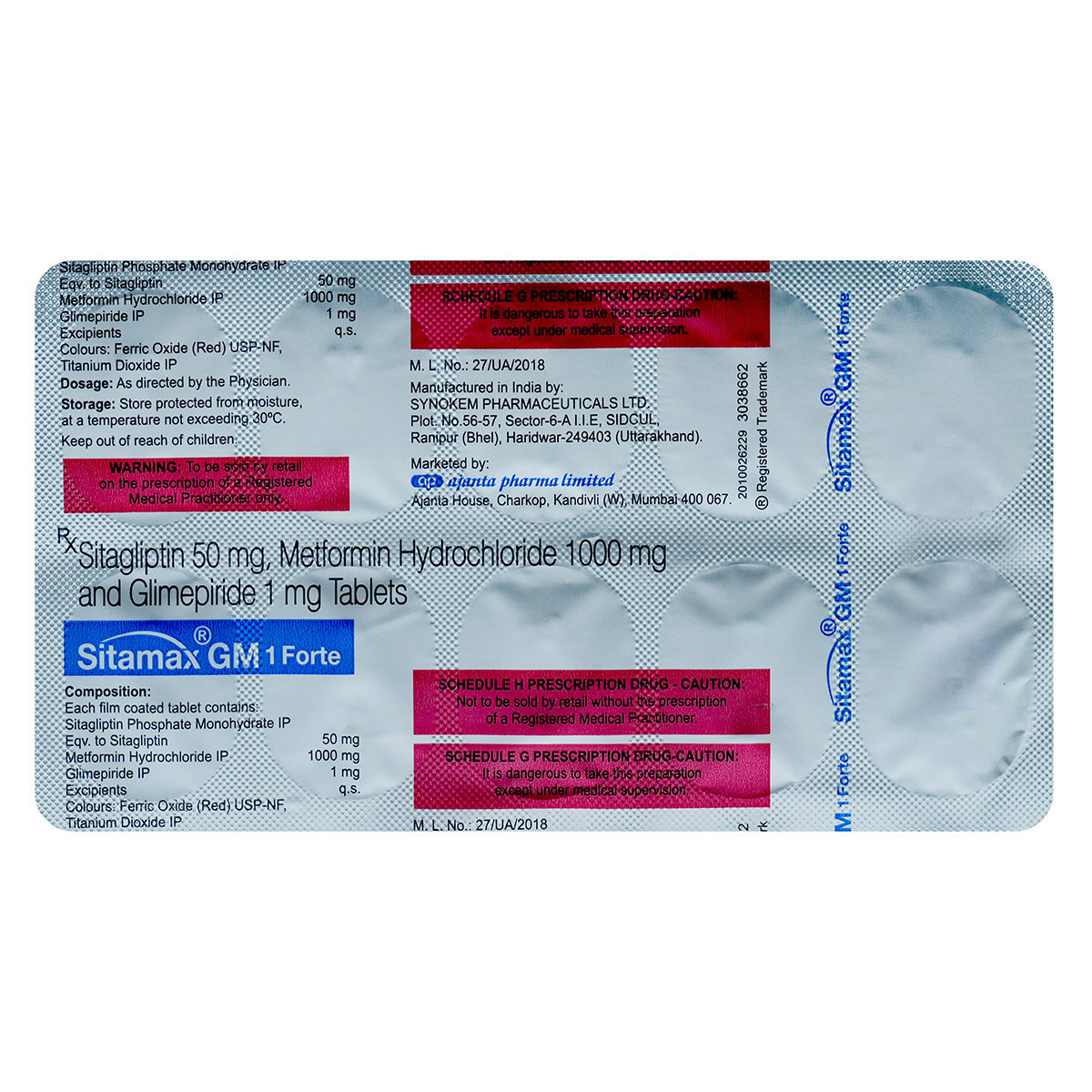 Sitamax GM 1 Forte Tablet 10's, Pack of 10 TabletS Sitamax GM 1 Forte Tablet 10's, Pack of 10 TabletS