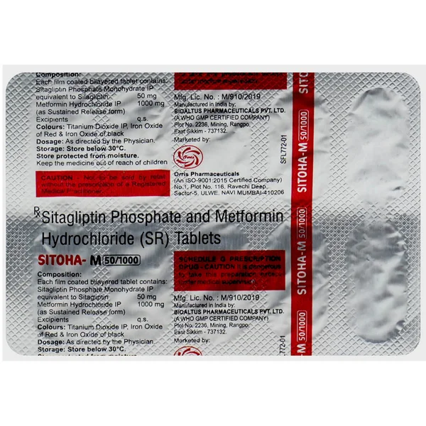 Sitoha-M 50 mg/1000 mg Tablet 10's