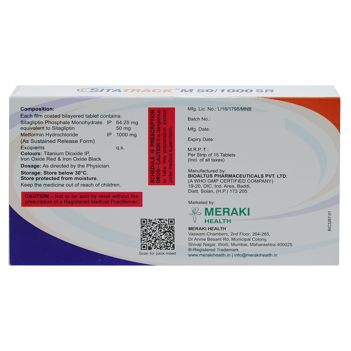 Sitatrack M 50/1000 SR Tablet 15's, Pack of 15 TabletS Sitatrack M 50/1000 SR Tablet 15's, Pack of 15 TabletS