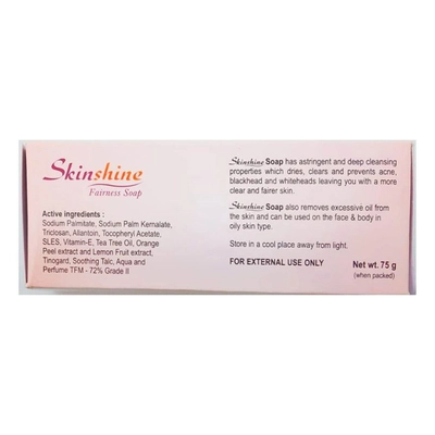 Skinshine Fairness Soap 75 gm | Deep Cleansing | Prevents Acne, Pimple, Blackheads And Whiteheads | Removes Excess Oil | For Oily Skin, Pack of 1