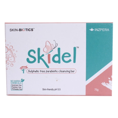 Skidel Cleansing Bar 75 gm | With Skin Friendly pH 5.5, Pack of 1