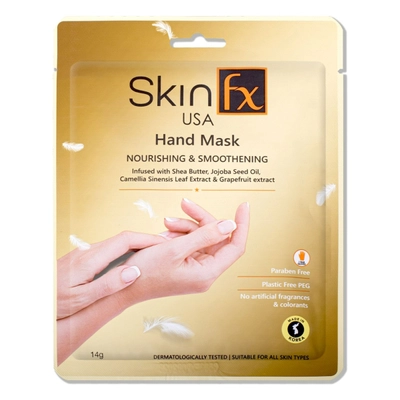 Skin Fx Nourishing &amp; Smoothening Hand Mask 14 gm |Shea Butter, Jojoba Oil, Camellia Sinesis Leaf Extract, Grapefruit Extract | Deep Moisturization &amp; Nourishment | For Instant Baby Soft &amp; Smooth Skin | For All Skin Type, Pack of 1