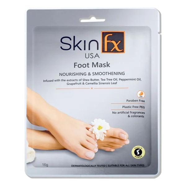 Skin FX Nourishing & Smoothening Foot Mask 16 gm | Shea Butter, Tea Tree Oil , Peppermint Oil, Grape Fruit, Camellia Sinensis Leaf | Deep Nourishment | Best For Cracked Heels | For Men & Women | For All Skin Type