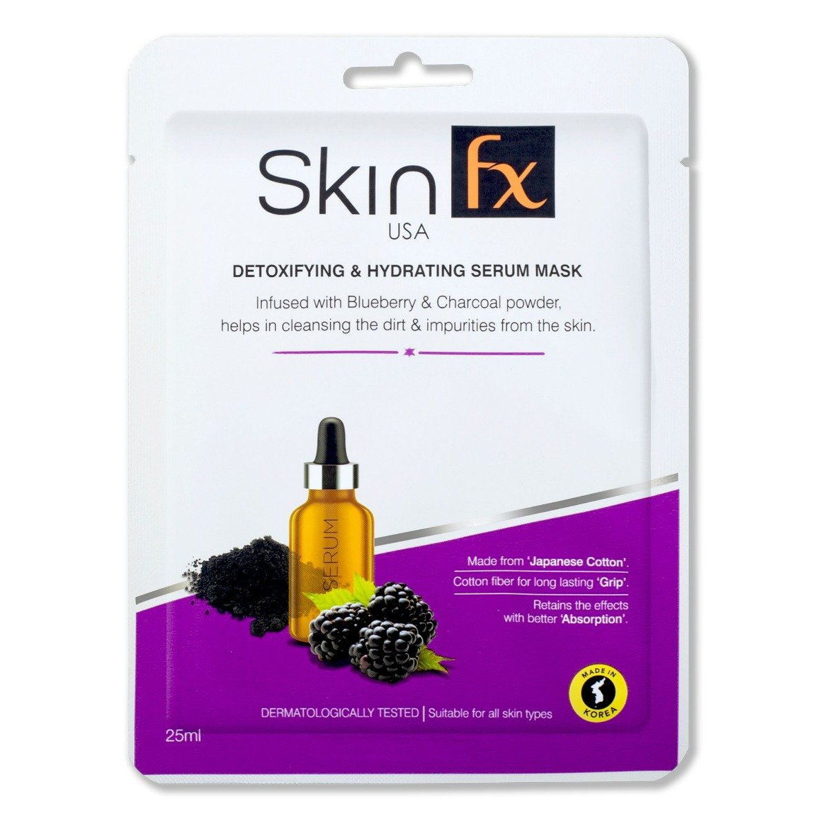 Skin Fx Detoxifying & Hydrating Serum Mask 25 ml | Blueberry & Charcoal Powder | Cleanses Dirts & Impurities | Instant Hydration | For All Skin Type, Pack of 1 Skin Fx Detoxifying & Hydrating Serum Mask 25 ml | Blueberry & Charcoal Powder | Cleanses Dirts & Impurities | Instant Hydration | For All Skin Type, Pack of 1