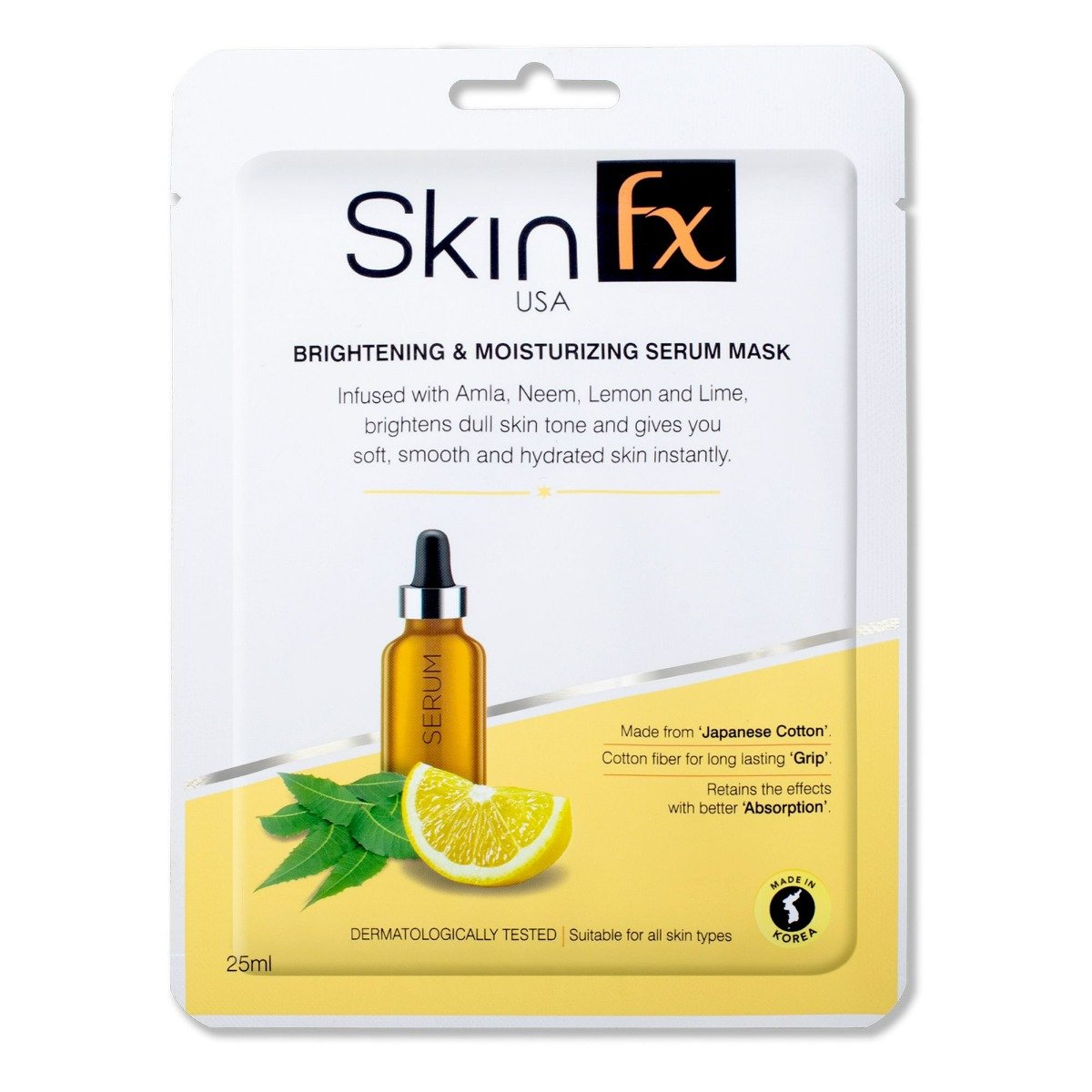 Skin Fx Brightening & Moisturizing Serum Mask 25 ml | Amla, Neem, Lemon & lime | Brightens Dull Skin | Instant Hydration & Glow | For All Skin Type, Pack of 1 Skin Fx Brightening & Moisturizing Serum Mask 25 ml | Amla, Neem, Lemon & lime | Brightens Dull Skin | Instant Hydration & Glow | For All Skin Type, Pack of 1