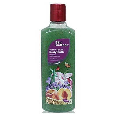 Skin Cottage Lavender Peach Essence Bath+Scrub Body Bath 400 ml | Gently Cleanses | Deeply Nourishes &amp; Moisturises, Pack of 1