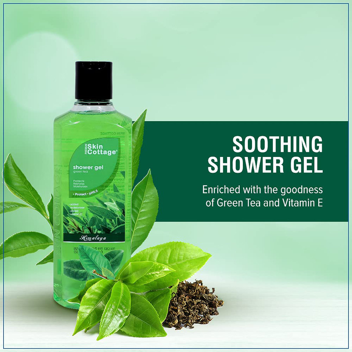 Skin Cottage Green Tea Shower Gel 400 ml | With Himalayan Green Tea Extracts | Gently Cleanses, Nourishes & Moisturises | With Calming Fragrance Of Green Tea | pH 5.5, Pack of 1 Skin Cottage Green Tea Shower Gel 400 ml | With Himalayan Green Tea Extracts | Gently Cleanses, Nourishes & Moisturises | With Calming Fragrance Of Green Tea | pH 5.5, Pack of 1