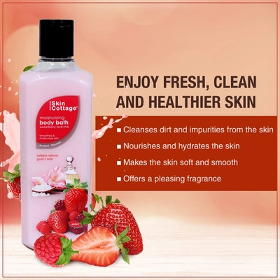 Skin Cottage Sweetberry &amp; Milk Moisturizing Body Bath 400 ml | Gently Cleanses Nourishes &amp; Moisturises | Makes Skin Soft &amp; Smooth | With Pleasing Fruity Fragrance, Pack of 1