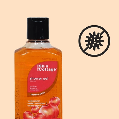 Skin Cottage Peach Shower Gel 400 ml | With Vitamin E &amp; Moisturzers | Gently Cleanses &amp; Moisturises Skin | Protects Against Bacteria | Refreshing Peach Fragrance | pH 5.5, Pack of 1