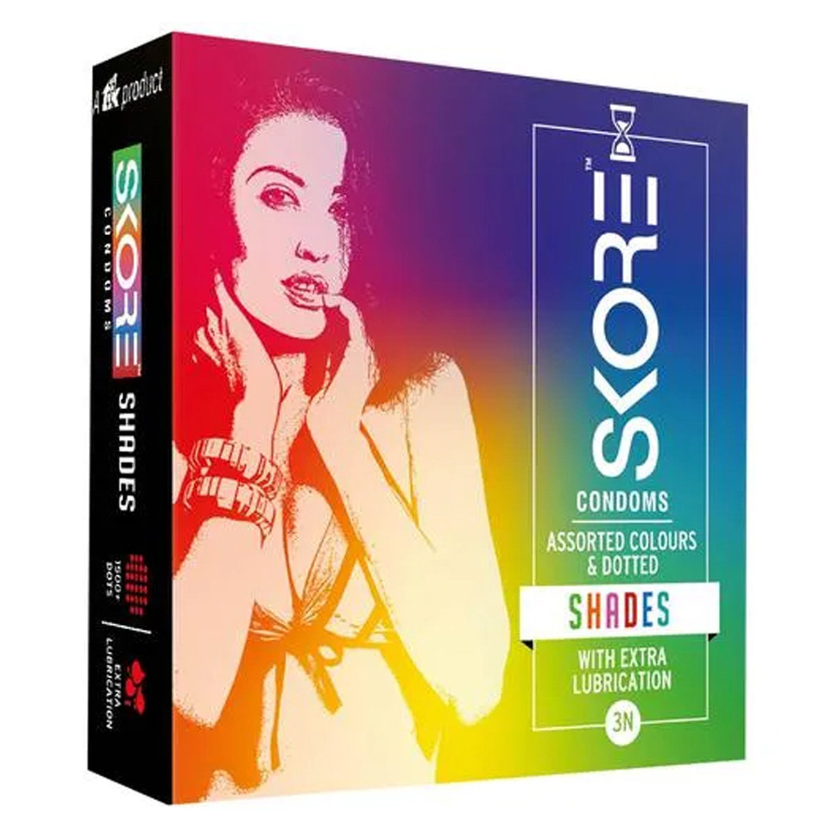 Skore Shades Dotted & Coloured Condoms, 3 Count, Pack of 1 Skore Shades Dotted & Coloured Condoms, 3 Count, Pack of 1