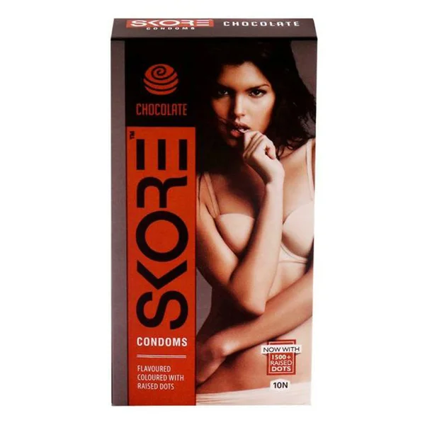 Skore Chocolate Flavour Condoms, 10 Count, Pack of 1