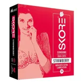Skore Strawberry Flavour Condoms, 3 Count, Pack of 1