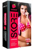 Skore Strawberry Flavour Condoms, 10 Count, Pack of 1