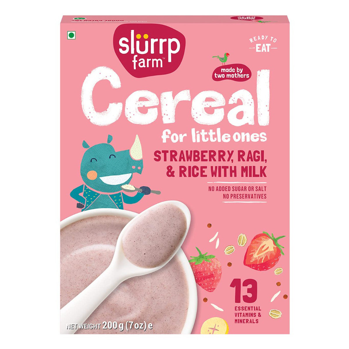 Slurrp Farm Strawberry Ragi & Rice with Milk Baby Cereal, 200 gm, Pack of 1 Slurrp Farm Strawberry Ragi & Rice with Milk Baby Cereal, 200 gm, Pack of 1